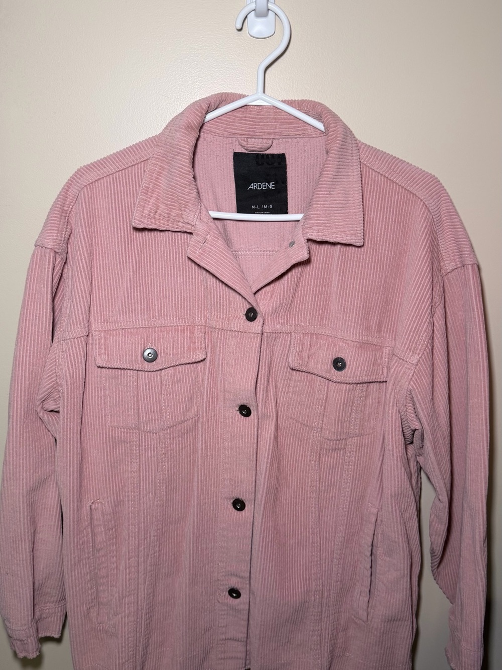 Ardene Dusty Pink Corduroy Button-Up Jacket